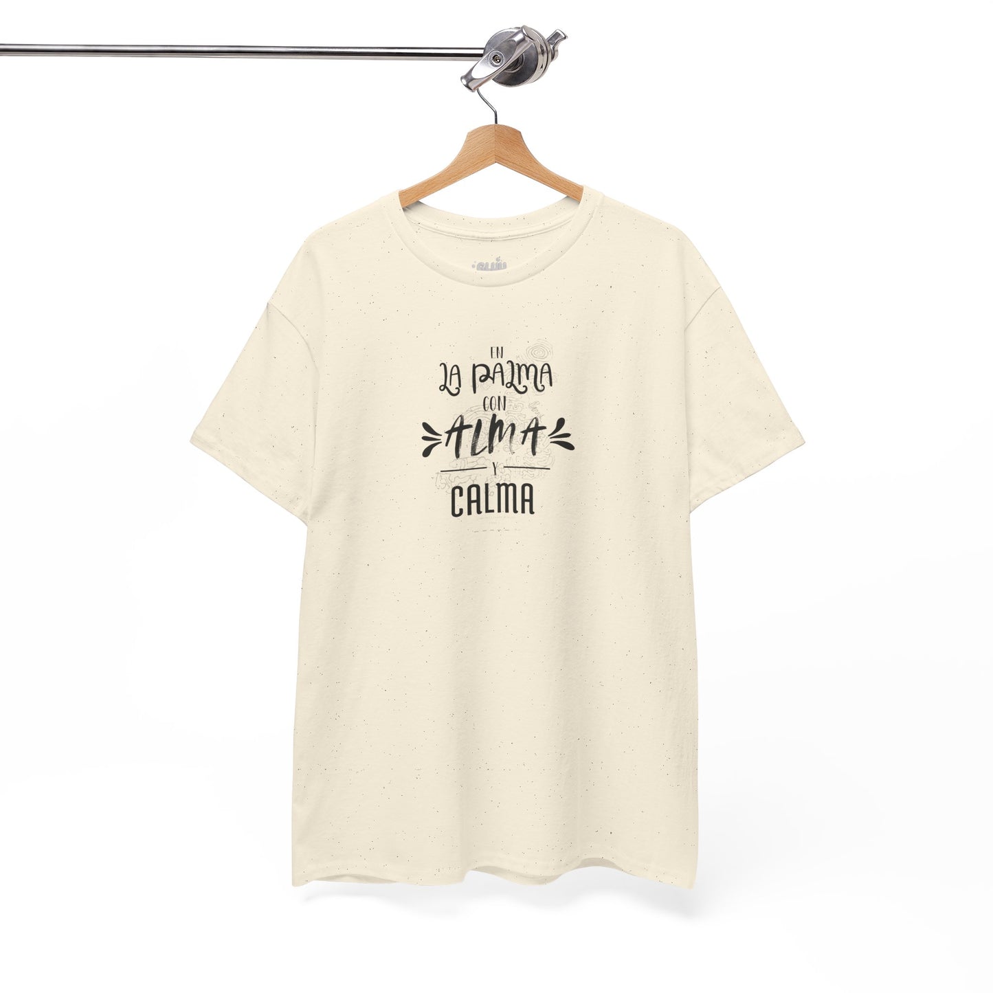 Camiseta mensaje “alma y calma” La Palma, Camiseta sentimiento isleño, Camiseta diseño La Palma.