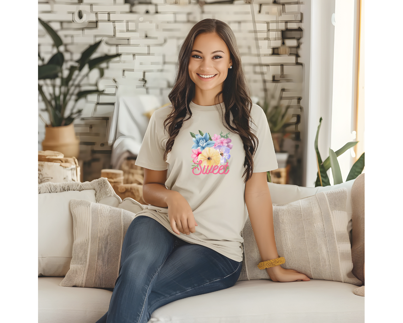 Camiseta gráfica Floral, Camiseta con Flores, Camiseta Estética con Flores