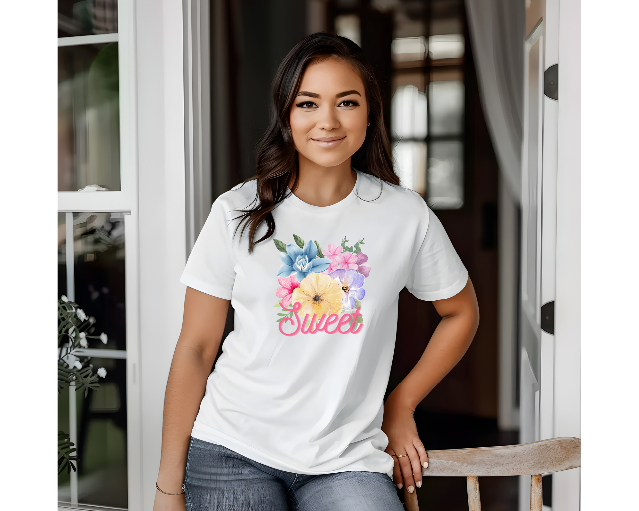 Camiseta gráfica Floral, Camiseta con Flores, Camiseta Estética con Flores