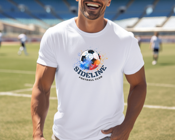 Camiseta Sideline Football Club, Estilo gráfico fútbol, diseño moderno para fanáticos del fútbol