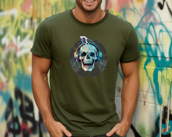 Camiseta Gráfica de DJ, Camiseta Gráfica de Calavera, Camiseta EDM, Camiseta Gráfica Rave