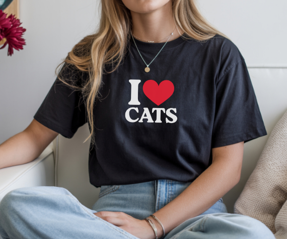 Camiseta I Love Cats, Camiseta Unisex, Camiseta grafica I Love