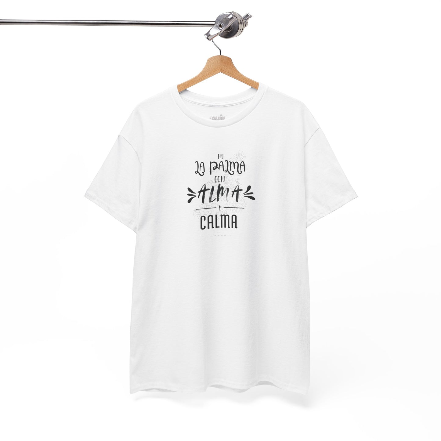 Camiseta mensaje “alma y calma” La Palma, Camiseta sentimiento isleño, Camiseta diseño La Palma.