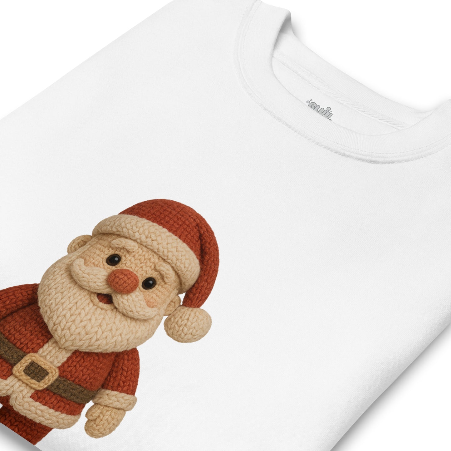 Sudadera Papá Noel crochet, Sudadera Santa Claus tejido navideño estilo amigurumi, Tee navidad Papá Noel, diseño de GLUU GLUU.