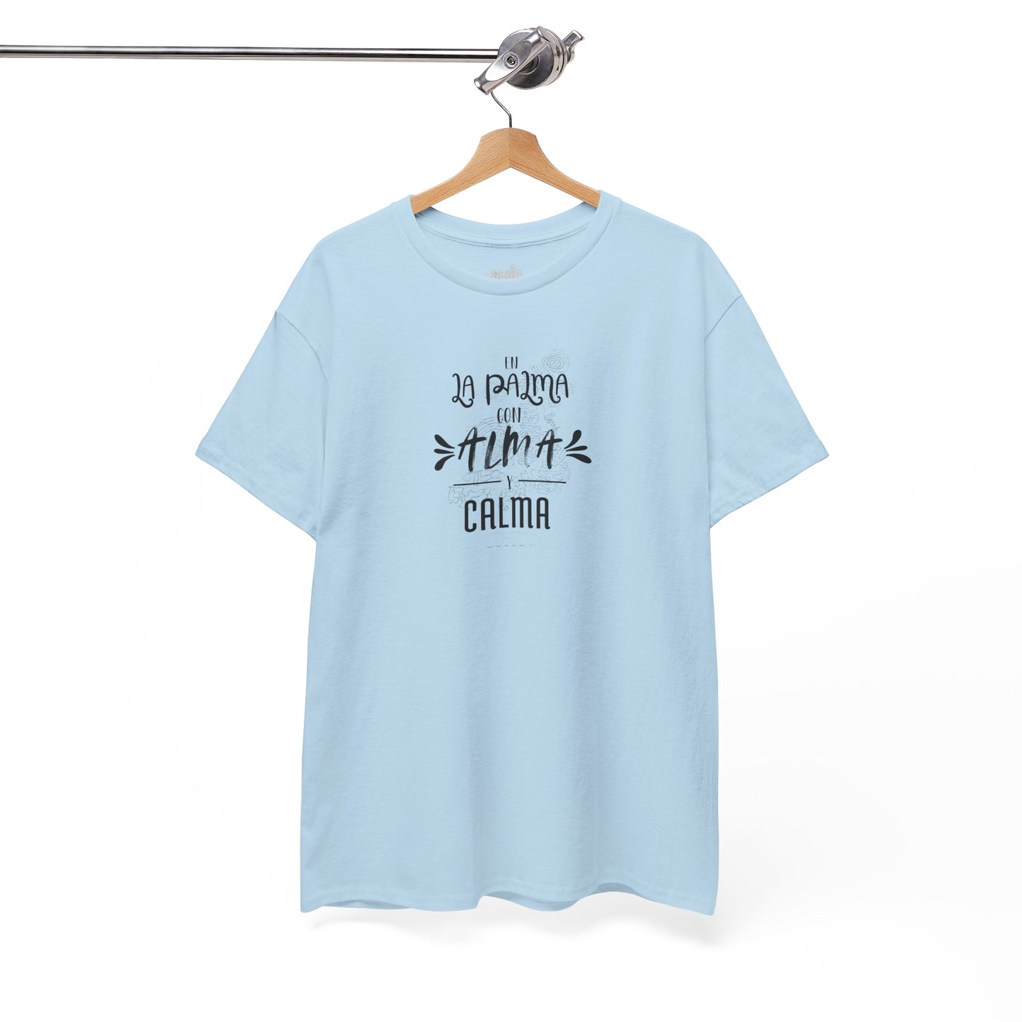 Camiseta mensaje “alma y calma” La Palma, Camiseta sentimiento isleño, Camiseta diseño La Palma.