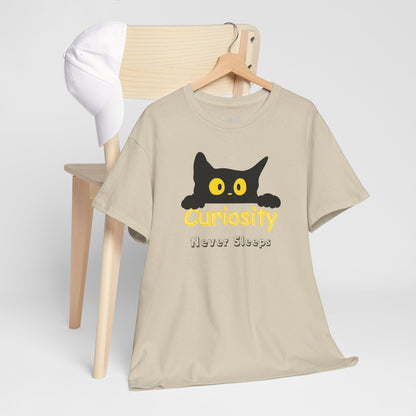 Camiseta de gato negro curioso, Camiseta minimalista de algodón, Regalo para amantes de los gatos