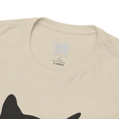 Camiseta de gato negro curioso, Camiseta minimalista de algodón, Regalo para amantes de los gatos