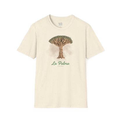 Camiseta Drago milenario La Palma, Camiseta Canarias diseño árbol icónico, Homenaje al árbol simbólico de La Palma