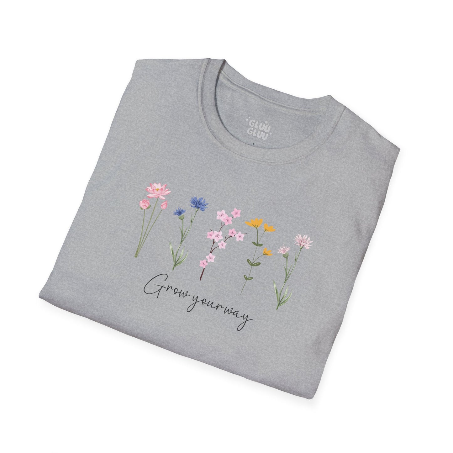 Camiseta floral estética, camiseta con frase y flores, camiseta flor silvestre, camiseta con mensaje positivo
