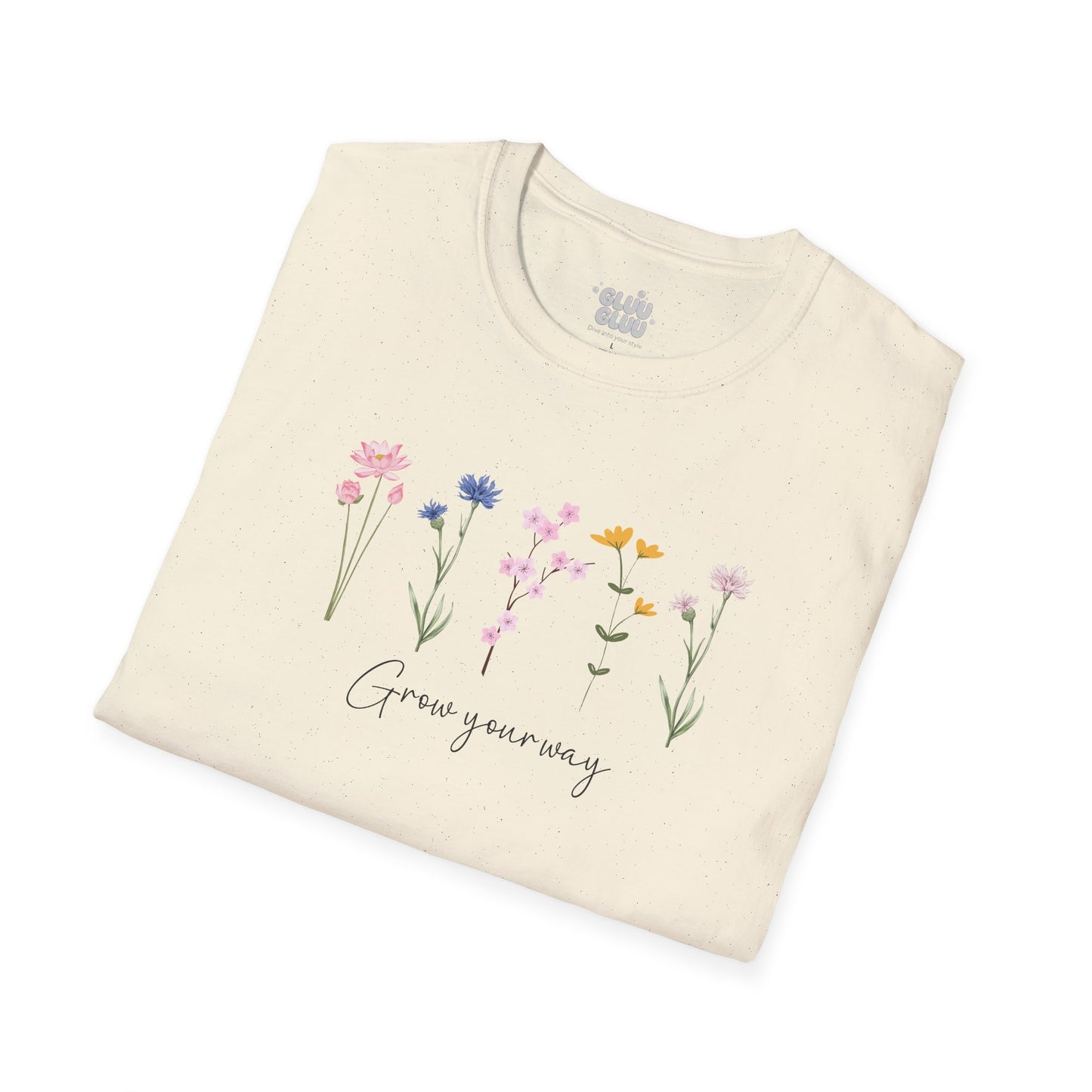 Camiseta floral estética, camiseta con frase y flores, camiseta flor silvestre, camiseta con mensaje positivo