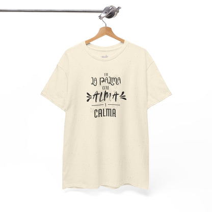 Camiseta mensaje “ La Palma con alma y calma”, Camiseta sentimiento isleño, Camiseta diseño La Palma.