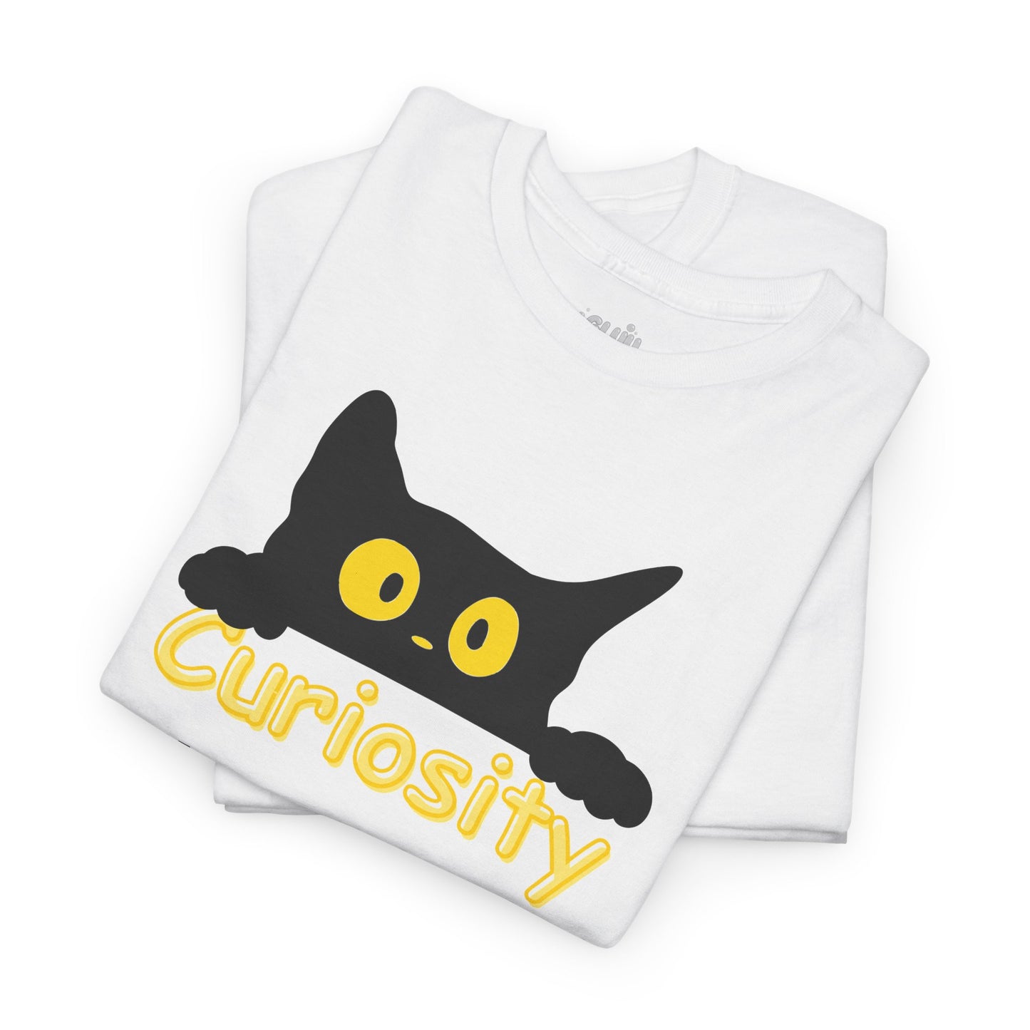 Camiseta de gato negro curioso, Camiseta minimalista de algodón, Regalo para amantes de los gatos