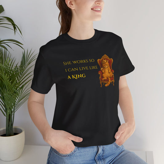 Camiseta Gráfica Gato Rey, Camiseta para Amantes de los Gatos, Camiseta Divertida de Gato Rey