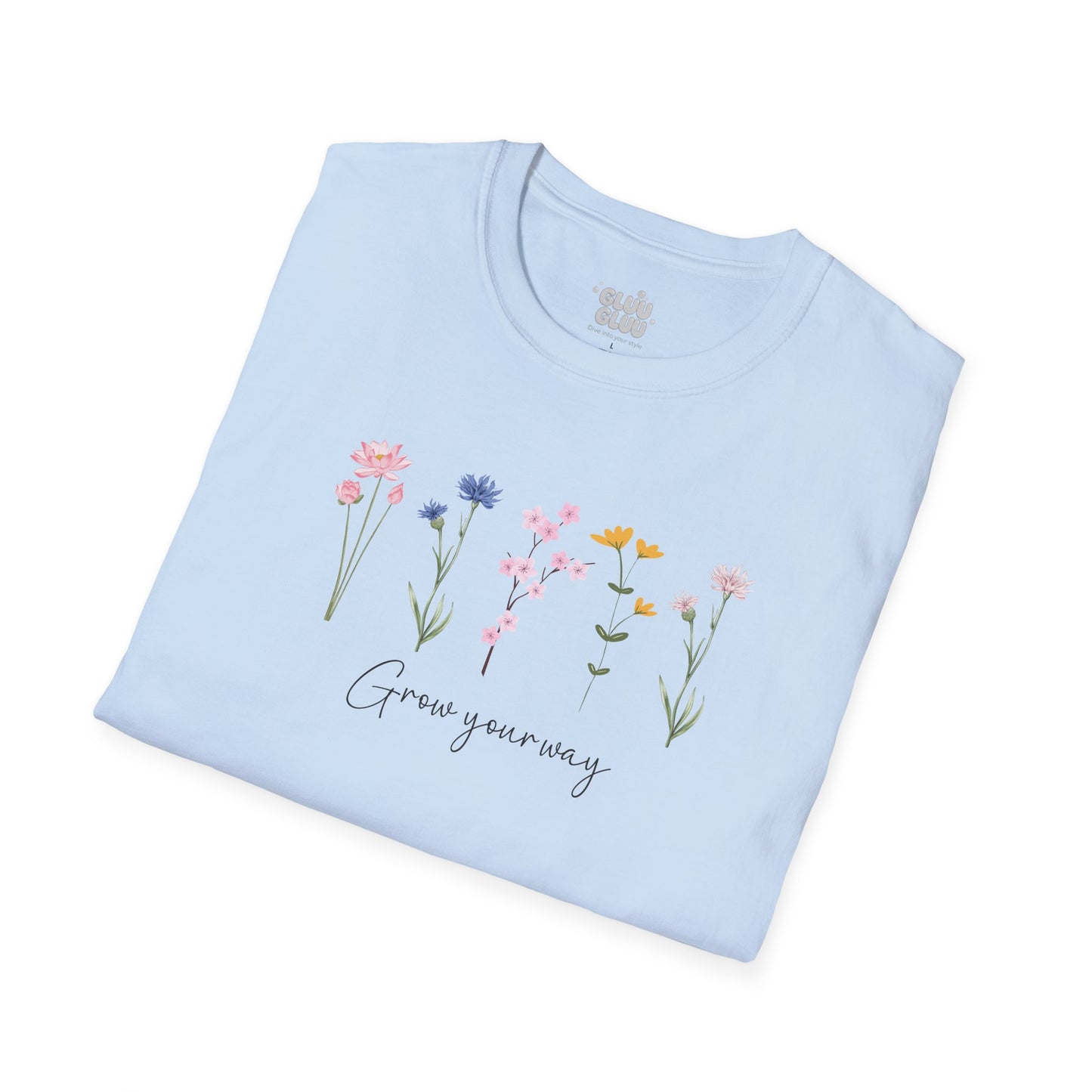 Camiseta floral estética, camiseta con frase y flores, camiseta flor silvestre, camiseta con mensaje positivo