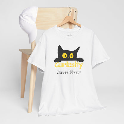 Camiseta de gato negro curioso, Camiseta minimalista de algodón, Regalo para amantes de los gatos
