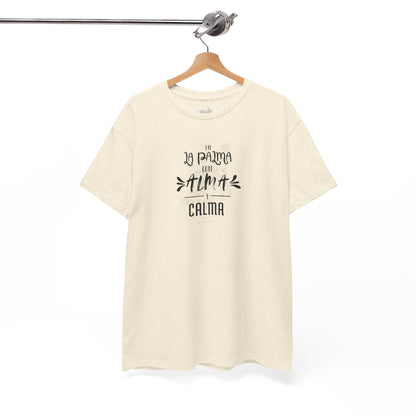 Camiseta mensaje “alma y calma” La Palma, Camiseta sentimiento isleño, Camiseta diseño La Palma.