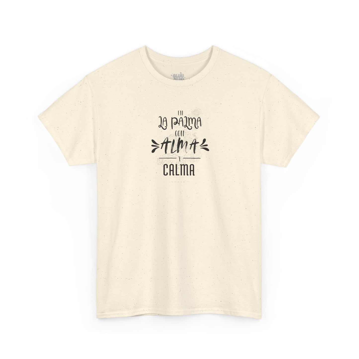 Camiseta mensaje “alma y calma” La Palma, Camiseta sentimiento isleño, Camiseta diseño La Palma.