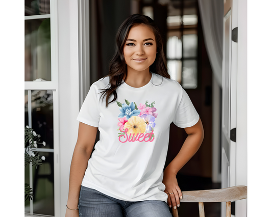 Camiseta gráfica Floral, Camiseta con Flores, Camiseta Estética con Flores