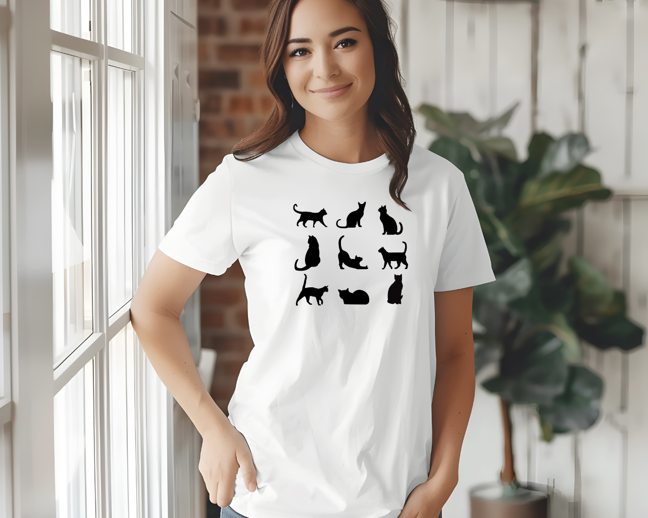Camiseta Minimalista de Gato, Camiseta de Gato, Camiseta Gráfica de Felino