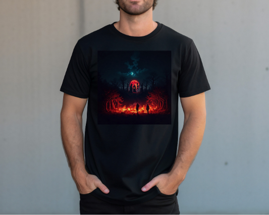 Camiseta Halloween negra con Ritual, ropa urbana GLUU GLUU