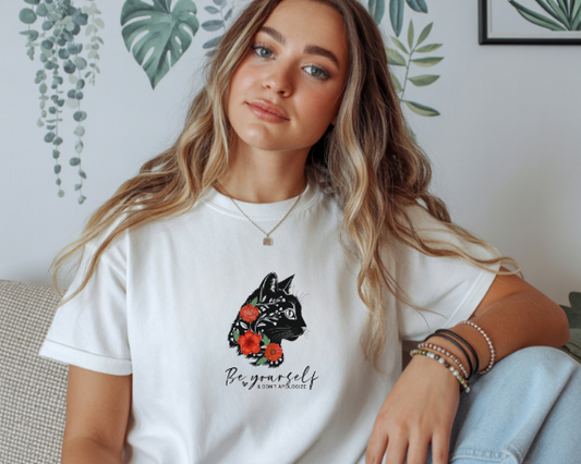 Camiseta de gato con flores, camiseta gráfica de gato, Regalo Original para Amantes de los gatos, camiseta motivacional
