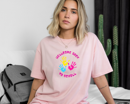 Camiseta con huellas de manos; Camiseta Regreso a clases, Camiseta Maestra, Camiseta Primer Día de Escuela
