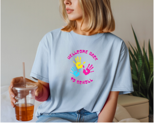 Camiseta con huellas de manos; Camiseta Regreso a clases, Camiseta Maestra, Camiseta Primer Día de Escuela