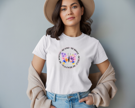 Camiseta mariposa, estilo boho chic mujer, frases positivas, camiseta inspiradora