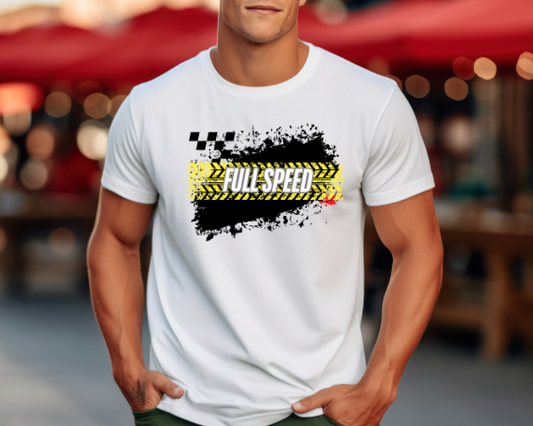 Camiseta gráfica Full Speed, Camiseta Coches Racing, Moda urbana para hombres, Diseño automotriz