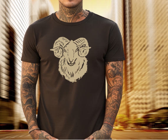 camiseta con cabeza de una cabra macho, camiseta unisex para amante de los animales