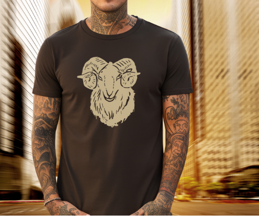 camiseta con cabeza de una cabra macho, camiseta unisex para amante de los animales