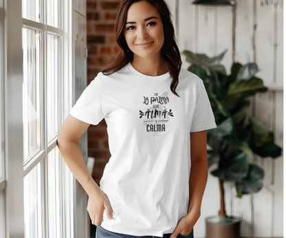 Camiseta mensaje “alma y calma” La Palma, Camiseta sentimiento isleño, Camiseta diseño La Palma.