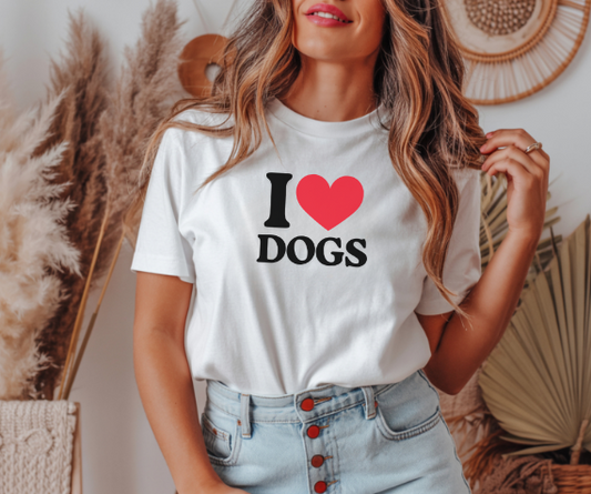 Camiseta I LOVE Dogs con corazón rojo, camiseta unisex GLUU GLUU