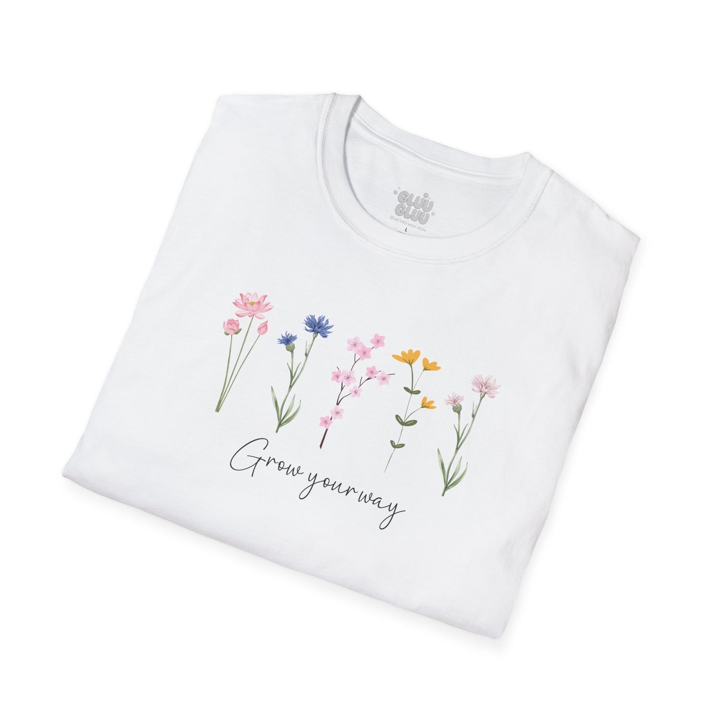 Camiseta floral estética, camiseta con frase y flores, camiseta flor silvestre, camiseta con mensaje positivo