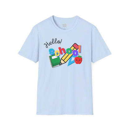 Camiseta regreso a clases, camiseta Hello School, camiseta Primer Dia de clase