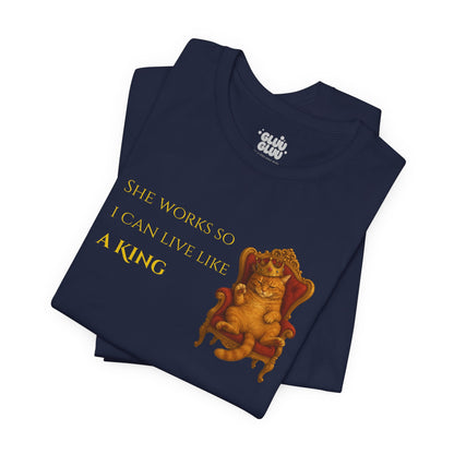 Camiseta Gráfica Gato Rey, Camiseta para Amantes de los Gatos, Camiseta Divertida de Gato Rey
