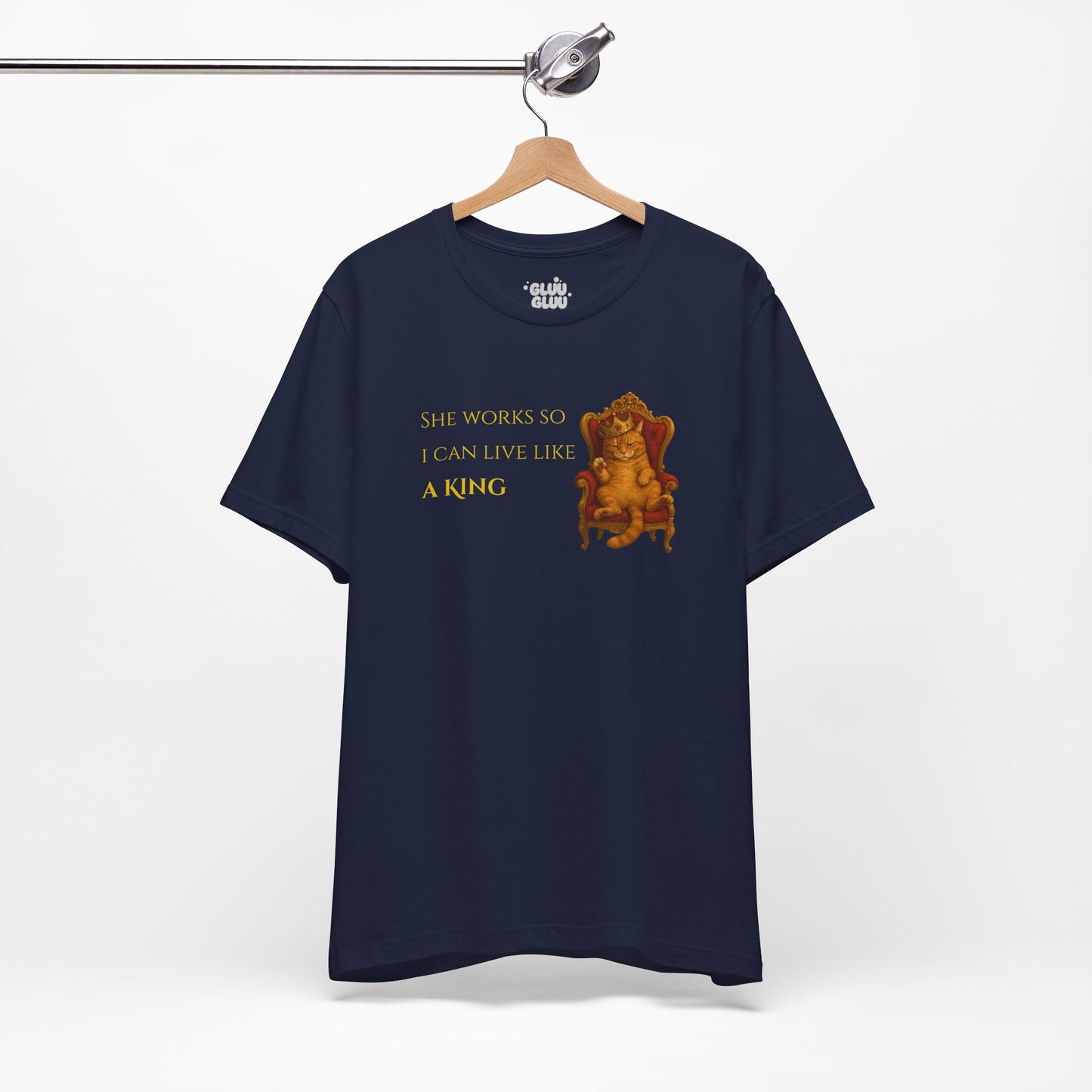 Camiseta Gráfica Gato Rey, Camiseta para Amantes de los Gatos, Camiseta Divertida de Gato Rey
