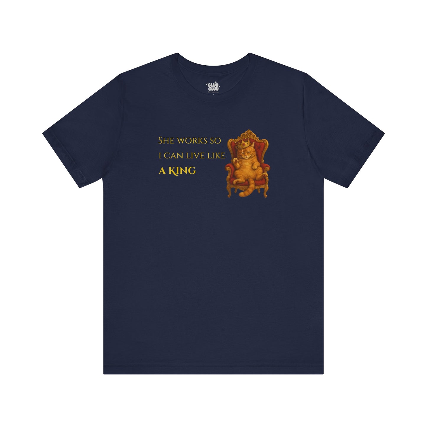 Camiseta Gráfica Gato Rey, Camiseta para Amantes de los Gatos, Camiseta Divertida de Gato Rey