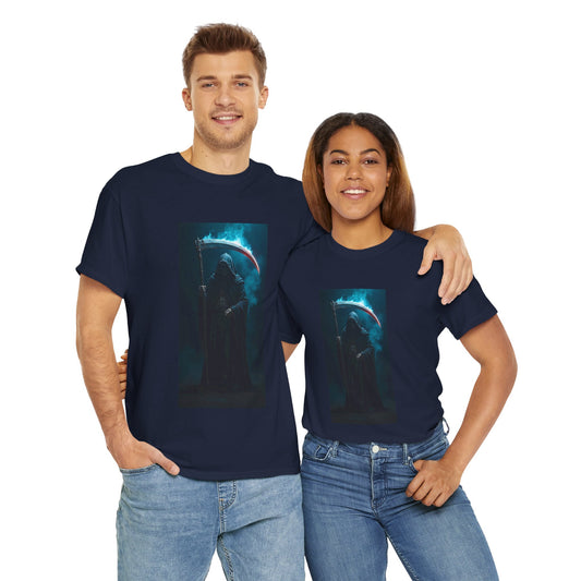 Camiseta negra Halloween La Parca, camiseta unisex GLUU GLUU