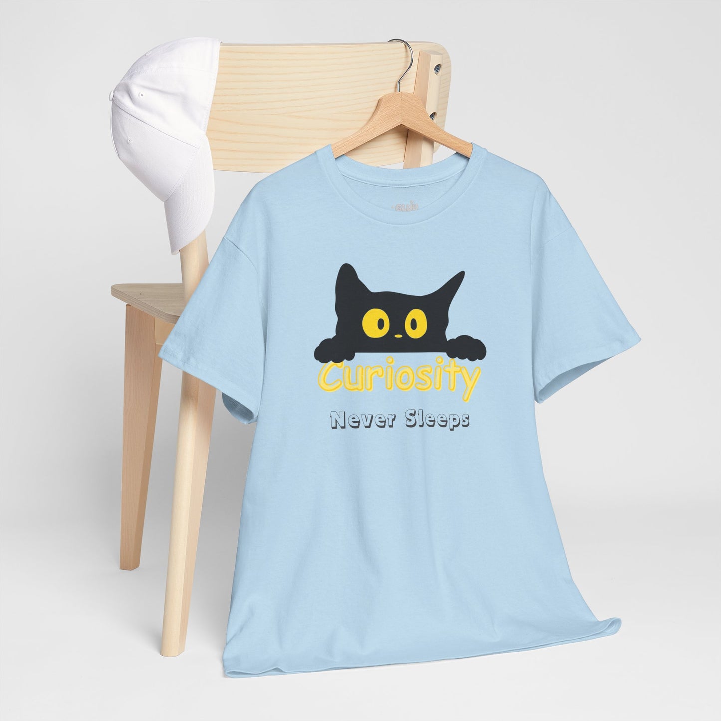 Camiseta de gato negro curioso, Camiseta minimalista de algodón, Regalo para amantes de los gatos