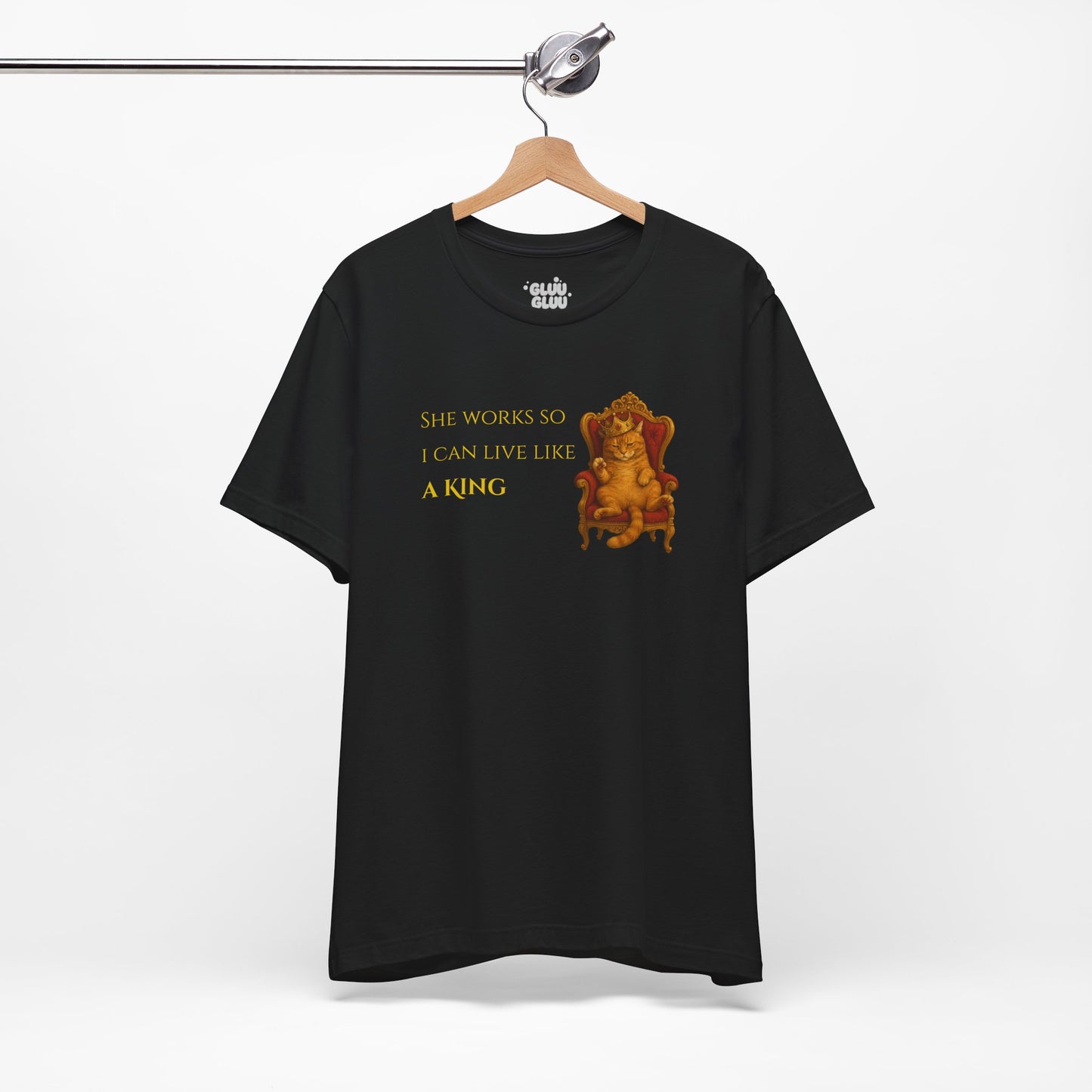 Camiseta Gráfica Gato Rey, Camiseta para Amantes de los Gatos, Camiseta Divertida de Gato Rey