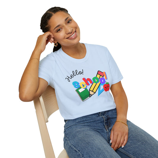 Camiseta regreso a clases, camiseta Hello School, camiseta Primer Dia de clase