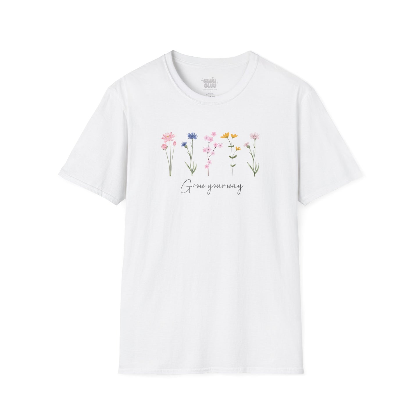 Camiseta floral estética, camiseta con frase y flores, camiseta flor silvestre, camiseta con mensaje positivo