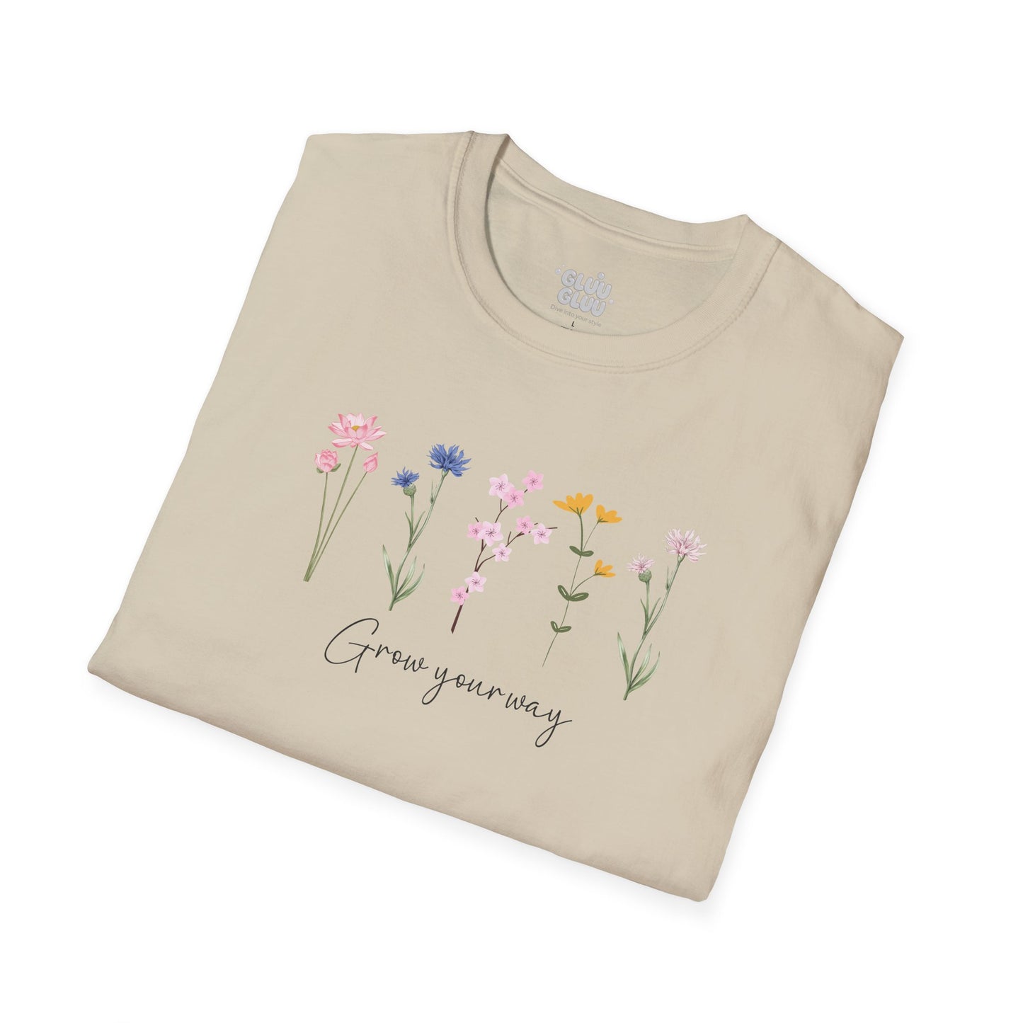 Camiseta floral estética, camiseta con frase y flores, camiseta flor silvestre, camiseta con mensaje positivo