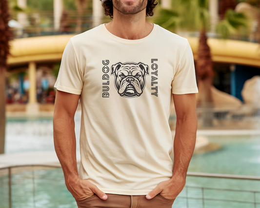 camiseta diseño Buldog, camiseta hombre GLUU GLUU