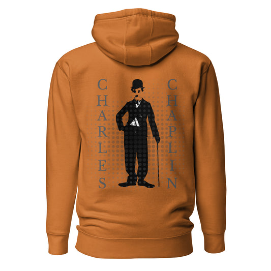 Sudadera Chaplin minimalista con capucha, Hoodie Charles Chaplin diseño elegante gráfico, Sudadera con capucha cine clásico, diseño de GLUU GLUU