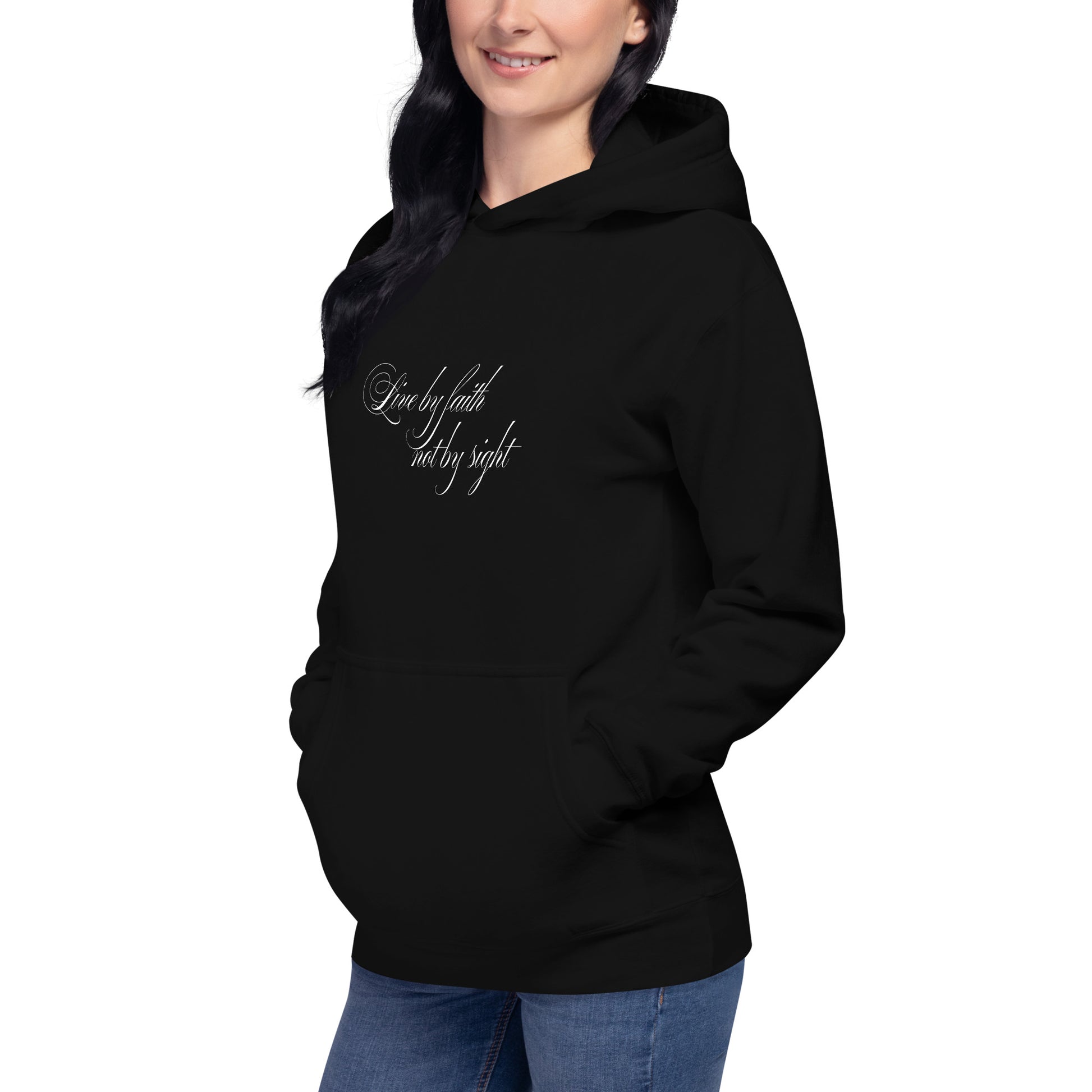 Sudadera “Vivir por Fe”, hoodie minimalista espiritual, Sudadera motivacional unisex, diseño de GLUU GLUU