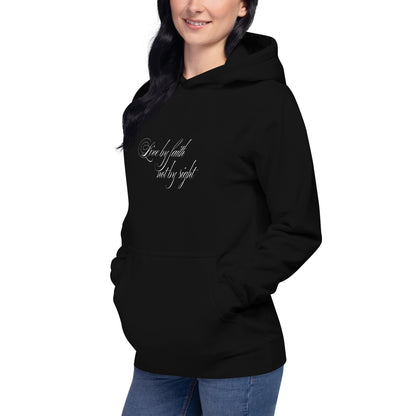 Sudadera “Vivir por Fe”, hoodie minimalista espiritual, Sudadera motivacional unisex, diseño de GLUU GLUU
