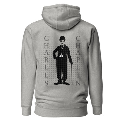 Sudadera Chaplin minimalista con capucha, Hoodie Charles Chaplin diseño elegante gráfico, Sudadera con capucha cine clásico, diseño de GLUU GLUU