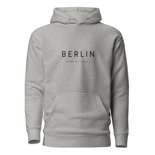 Sudadera ciudad BERLIN minimalista con tipografía moderna unisex, Hoodie urbana con nombre de ciudad estilo limpio y elegante, Sudadera minimalista unisex, DISEÑO DE GLUU GLUU